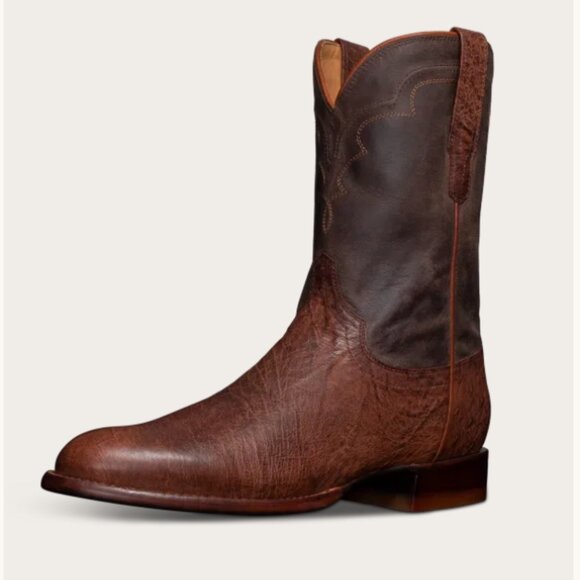 **SOLD**TECOVAS The Wade Men's Russet Smooth Ostrich Roper Boot 11D - Picture 1 of 14